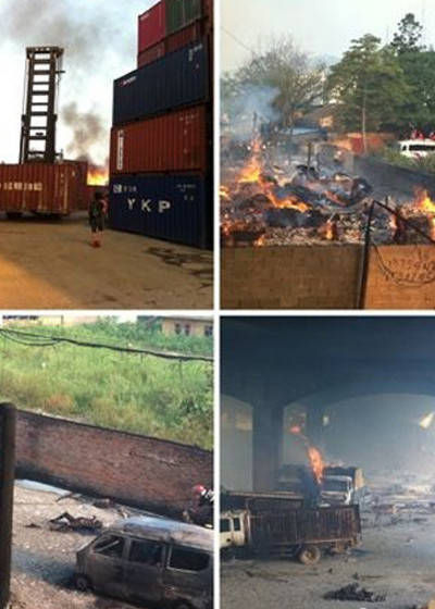 广州黄埔油罐车连串爆炸 已致19人死(图)