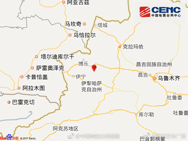 新疆精河县发生6.1级地震